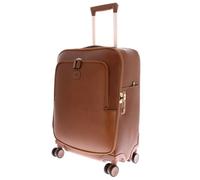 Bric's Cuir Valise pour Ordinateur Portable Life Pelle Trolley 4 Wheel Leather Brun