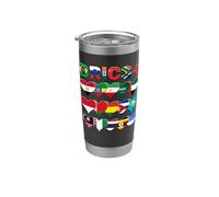 BRICS+ Lettres et Cœurs - Drapeaux des Nations Membres Gobelet isotherme en acier inoxydable double paroi
