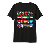 BRICS+ Lettres et Cœurs - Drapeaux des Nations Membres T-Shirt Haut de Gamme