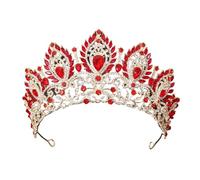 Bridal Crystal Rhinestone Big Tiara Crown For Women Girls Wedding Party Hair Dress Jewelry Accessories pour Mariages(Red gold)