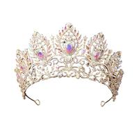 Bridal Crystal Rhinestone Big Tiara Crown For Women Girls Wedding Party Hair Dress Jewelry Accessories pour Mariages(Gold1)