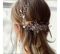 Bridal Pink Crystal Band et boucles d'oreilles Rose Opal Flower Lave Set Wedding Hair Piece Prom Festival Festival Accessoires pour les femmes et les filles