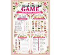 Bridal Shower Party Games for 30 Guests: 4 Printable Games: Emoji Pictionary, Would She Rather, He Said She Said & Bridal Bingo for Wedding Guests