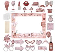 Bride Accessoire Photo Booth 30 Pièces Mariage Décoration Selfie Accessoires avec des Points Adhésifs Puissants Et des Bâtonnets en Bois pour Wedding Bridal Shower Masquerade
