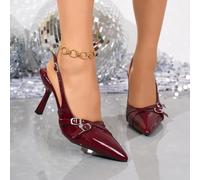 Bride arrière à bout pointu pour femme - Talons hauts de 8,2 cm - Boucle décorative - Chaussures élégantes pour soirée, fête et club