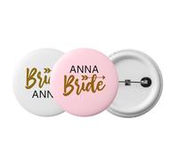 Bride Badge Personnalisable, Pin's Personnalisable Bride avec Texte, Pins Badge Rond Personnalisé Broche Personnalisée