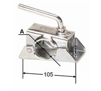 Bride basculante galvanisée. pour roue jockey Ø 48A boulonner sur le châssis ou le timonFixe la roue et permet de régler sa