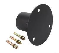 Bride de base de poteau de clôture en acier pour lampe, boîte aux lettres et mâts de drapeau - Diamètre intérieur 65 mm/78 mm, support au sol robuste noir avec boulon d'extension (78 mm)