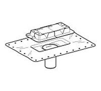 Bride de fixation Geberit pour DR 243553001, comprenant un couvercle de protection avec bord ventilé.