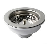 Bride en acier inoxydable de 114 mm compatible avec panier d'évier - Kit de bonde pour vidange de cuisine avec panier amovible et utilisation durable