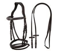 Bride équitation cuir anatomique coutures fantaisie Equestro Marron Full