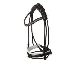 Bride équitation muserolle droite poire en cuir anatomique souple Acavallo Iris Stlex Marron Poney