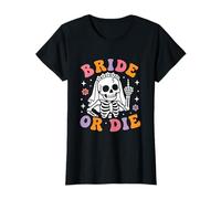 Bride Or Die Retro Halloween Bachelorette Assorti Hen Do T-Shirt