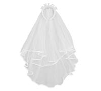 Bride Pearl Headband with Veil, Rhinestone Bridal Hair Accessory with Double Layer White Veil, Shiny Wedding Headpiece for Bachelorette Party and Special Occasions