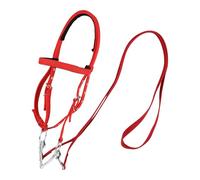 Bride pour chevaux - Bride réglable - Rênes rouges doublées douces - Boucle en métal - Accessoire d'équitation en nylon pour homme et femme - Équipement d'équitation pour petits et grands