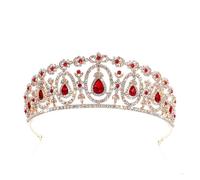 Bride Tiara Crown Bandband Band Girls Hair Ornements Femed Wedding Tiaras and Crowns Prom Prom Headress Hair Bijoux The New (Gold Red)