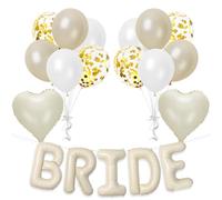 Bride to Be Ballons décoratifs pour mariée, blanc crème, ballons avec lettres en forme de cœur, décoration de fête de bachelorette, décoration de mariage