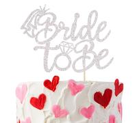 Bride To Be Cake Topper, Glitter Bride Cupcake Toppers, décoration gateau, pour enterrement de vie de jeune fille, fête prénuptiale, fiançailles, fête à thème, fournitures de gâteau (Argenté)