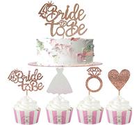 Bride to Be Decoration Gateau,12 pcs Or Rose Cake Topper Gateau Mariage Cupcake Toppers pour Fournitures de Douche Nuptiale Décorations de Fête Enterrement de Vie de Jeune Fille