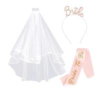Bride to be Decoration,Mariée Voile Accessoires Echarpe Veil écharpe de Fête Accessoire Avec Bandeau Couronne écharpes et Serre-Tête Humoristique Jeux Cadeau,pour Célibataire Party Bachelorette Jeu