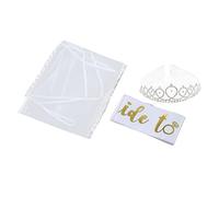 Bride to Be Sash Set with Veil and Tiara | Elegant Bridal Shower Accessories for Wedding Party / Bachelorette / Photo Shoot | Fashionable & Sturdy Bridal Sash Set (Silver (HM2232209))