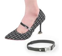 Brides de Chaussures à Talons Hauts Anti-chute, Confort et Maintien | Élastique, PU et Bande Textile, Noir Miroir, pour Marche Quotidienne et Déplacements en Ville