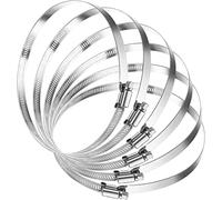 Brides de tuyau d’entraînement réglables, Lot de 6 colliers de serrage en acier inoxydable 304 de 15 cm, argentés, réglables, 141-165 mm(Silver,350 450mm)