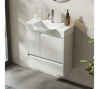 BRIDGE BENO Ensemble De Meubles De Salle De Bain 60 cm - Meuble sous-Lavabo avec Tiroir À Fermeture Amortie Et 2 Portes, Rangement, Blanc Mat