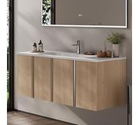 BRIDGE BENO Ensemble De Salle De Bain avec Lavabo Et Meuble sous-Lavabo | Meuble sous-Lavabo De 120 Cm, 4 Portes À Fermeture Amortie | Ensemble De Salle De Bain Complet Golden Sand