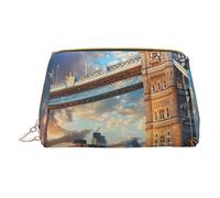 Bridge in London Petite trousse de maquillage portable en cuir avec fermeture éclair pour femme, blanc, Taille unique, Trousse de maquillage