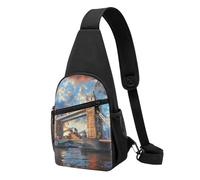 Bridge in London Sac à bandoulière léger et réglable pour homme, femme, enfant, Noir , Taille unique, Sac à dos de