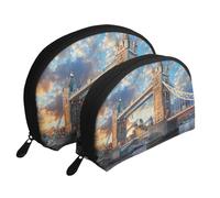 Bridge in London - Trousse de toilette de voyage - 2 pièces - Portable - Pour femme, blanc, Taille unique, Trousse de maquillage