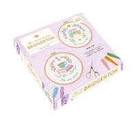 Larousse – Kit de broderie Bridgerton – Coffret 2 toiles, tambour bois, aiguille, 6 échevettes