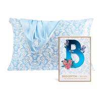 Bridgerton x Kitsch Taie d'oreiller en Satin avec Fermeture éclair, Plus Douce Que la Soie Pure, 48,3 x 66 cm, taies d'oreiller rafraîchissantes pour Cheveux, Taille Standard, Toile de Bleu, 1 pièce