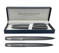 Bridgewater Pen Company Executive Coffret cadeau stylo bille et porte-mines avec étui (Sterling, Gunmetal)