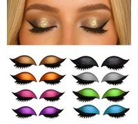 Bridle Bronze Eyelashes, 4/8 Pair Lazy Eye Shadow Eyelash Patch, 3-in-1 Reusable Eyeshadow with False Lashes Shadow & Eyeliner, Self-Adhesive Lazy Makeups Tool for All Eyeshapes(8PCS)