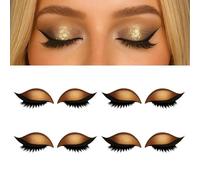 Bridle Bronze Eyelashes, 4/8 Pair Lazy Eye Shadow Eyelash Patch, 3-in-1 Reusable Eyeshadow with False Lashes Shadow & Eyeliner, Self-Adhesive Lazy Makeups Tool for All Eyeshapes(Gold*4)