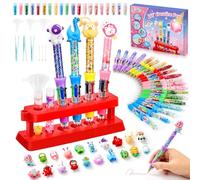 Bridokit Fabrique a Stylo avec 70+ PCS, Kit de Fabrication de Stylos Artisanaux pour Enfants, 20 Kits de Stylos à Bille Rétractables Personnalisés, Cadeau Fille 5 6 7 8 9 10 Ans