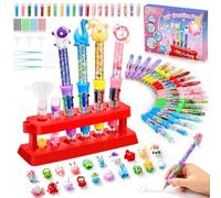 Bridokit Fabrique a Stylo avec 90+ PCS, Kit de Fabrication de Stylos Artisanaux pour Enfants, 20 Kits de Stylos à Bille Rétractables Personnalisés, Cadeau Fille 5 6 7 8 9 10 Ans