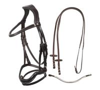 Bridon équitation anatomique avec muserolle courbée Equestro Marron Full