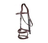 Bridon équitation anatomique double muserolle Dy'on Marron Cob