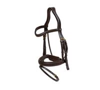 Bridon équitation anatomique muserolle combinée tressé avec Pull Dy'on Marron Cob