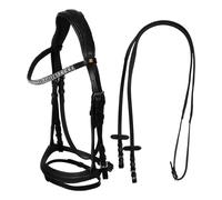Bridon équitation anatomique ornée de strass Equestro Noir Poney