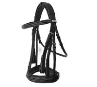 Bridon équitation avec double rênes Lexhis Luna Luxe Noir Full