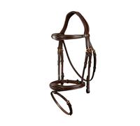 Bridon équitation muserolle combinée anatomique Dy'on Marron Cob