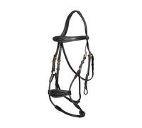 Bridon équitation muserolle combinée anatomique élastique Dy'on Hybride Noir Full