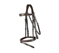 Bridon équitation muserolle combinée avec mousqueton Dy'on Marron Full