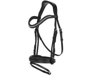 Bridon équitation muserolle combinée Covalliero Clincher Noir Poney
