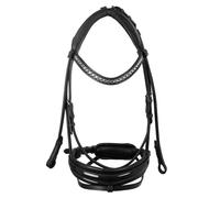 Bridon équitation muserolle combinée Cuir Acavallo Stlex Noir Poney