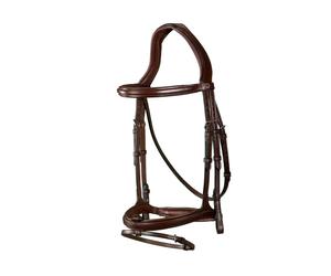 Bridon équitation muserolle combinée Dy'on Flash New English Collection Marron Poney